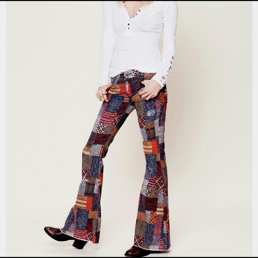 ISO Free People patchwork corduroy flares sz 27-31